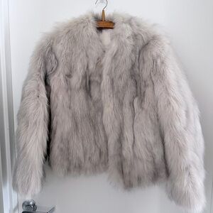 RELIST: Elegant Fox Fur Women's Jacket - Light Gray